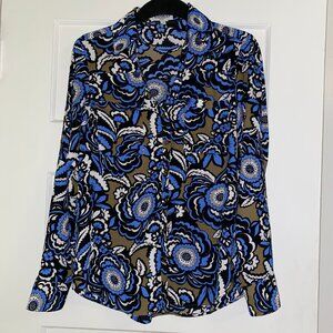 Express Portofino Button-up Blouse with Vibrant Floral Pattern - Size SP